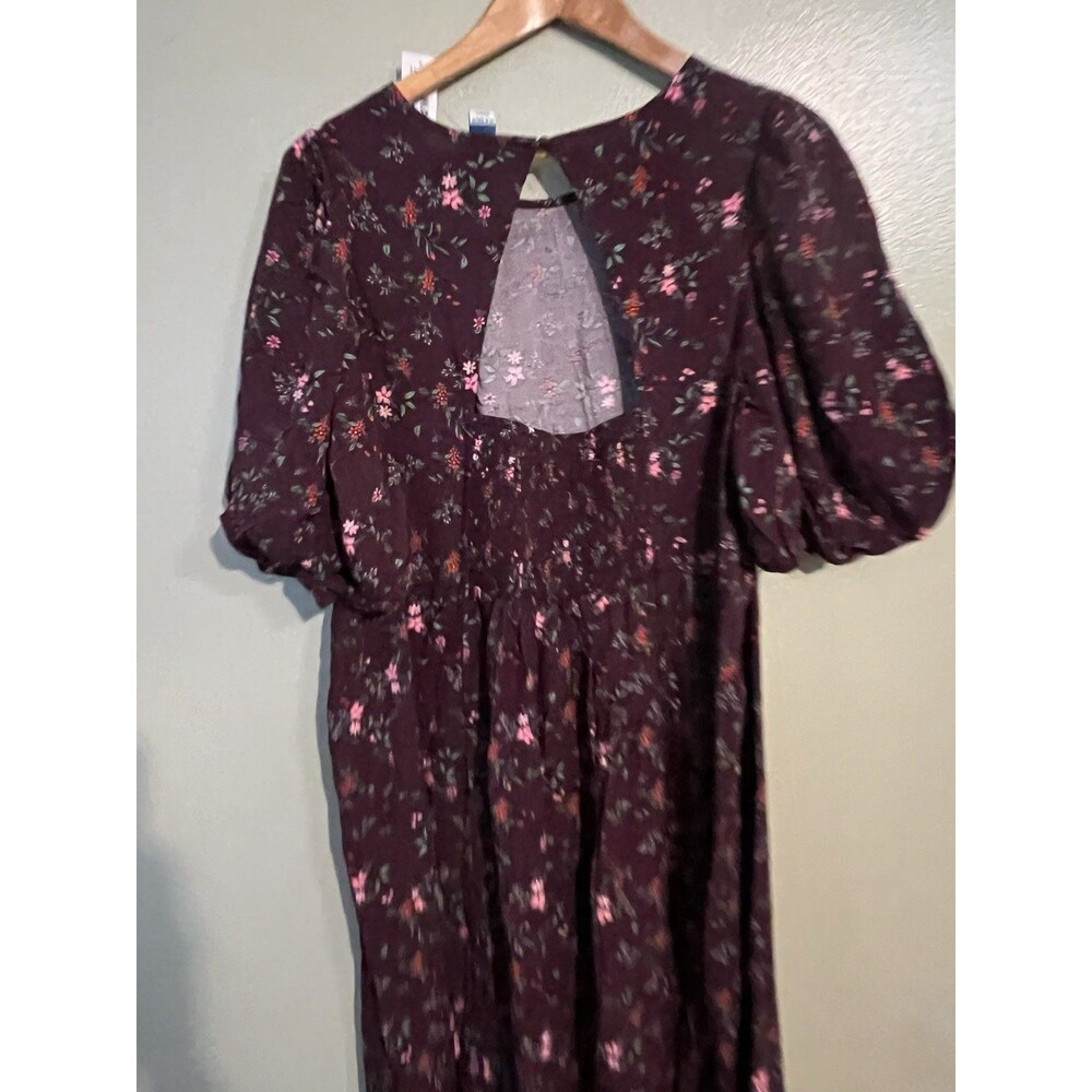 Old Navy Purple Floral Smocked Open Back Maxi Dress Purple 2X NWT - Picture 5 of 14